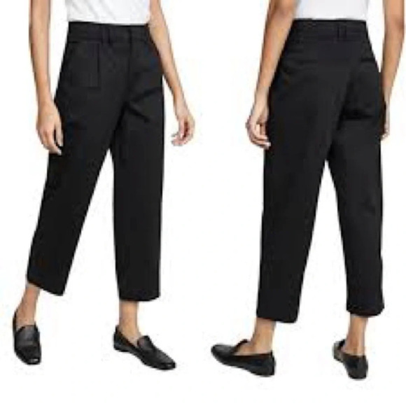 AYR The Me Time Pleated Crop Trouser Pants in Black - Size 2